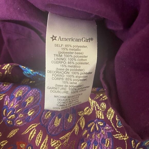 American Girl Purple Floral Metallic Holiday Party Dress Size 6 - Picture 5 of 6